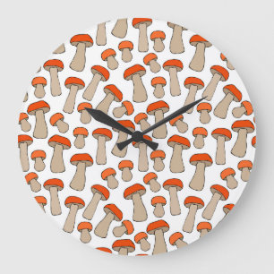 Red Orange Aspen Mushrooms Pattern Large Clock