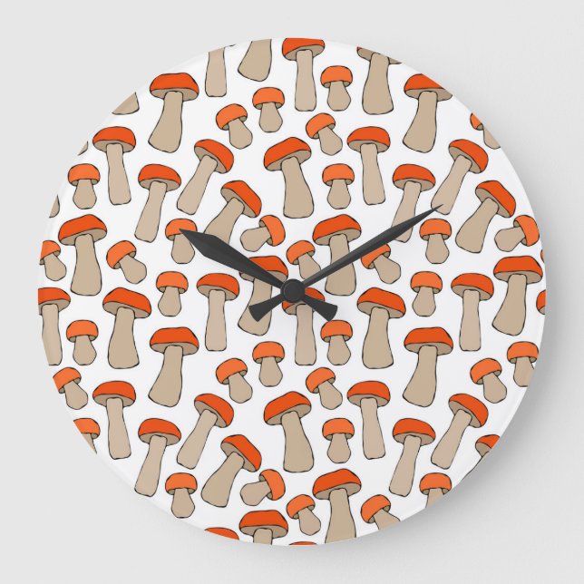 Red Orange Aspen Mushrooms Pattern Large Clock (Front)