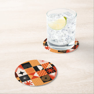 Red Orange Black Paper Coaster