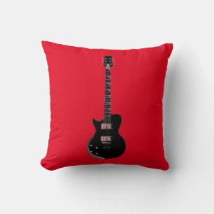 Red Orange Black Pop Art Electric Guitar Cushion