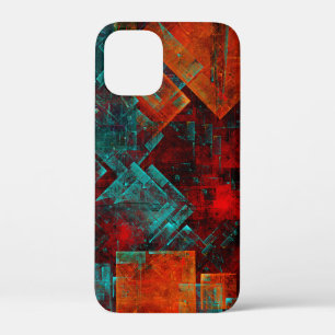 Red Orange Blue Squares Abstract Art iPhone 12 Mini Case
