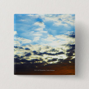 Red Orange Blue Sunset with Clouds 15 Cm Square Badge