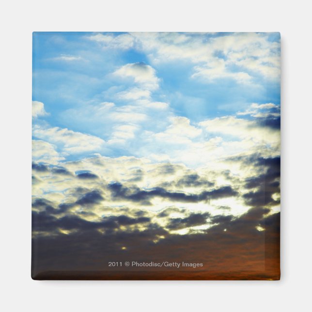 Red Orange Blue Sunset with Clouds Magnet (Front)