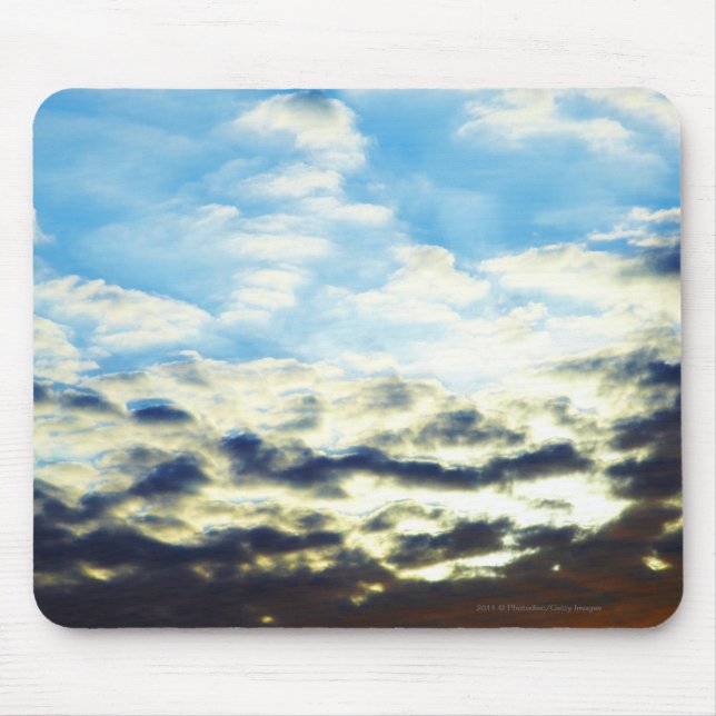 Red Orange Blue Sunset with Clouds Mouse Pad (Front)