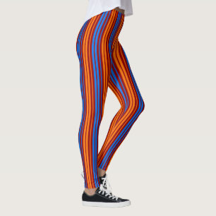 Red Orange Blue Vertical Stripes Design   Leggings