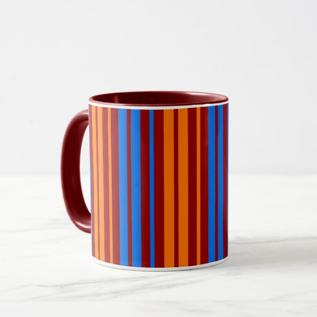 Red Orange Blue Vertical Stripes Design   Mug (Front Left)