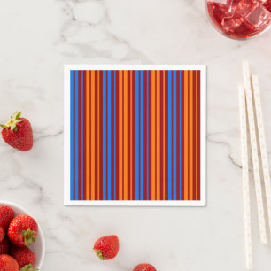 Red Orange Blue Vertical Stripes Design Napkin