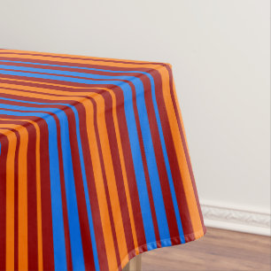 Red Orange Blue Vertical Stripes Design   Tablecloth