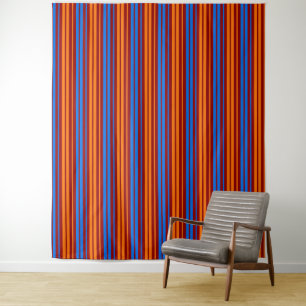 Red Orange Blue Vertical Stripes Design Tapestry