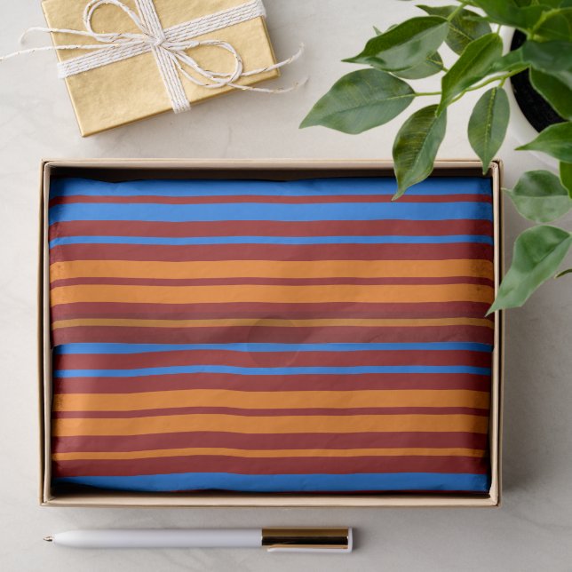 Red Orange Blue Vertical Stripes Design   Tissue Paper (Gift)
