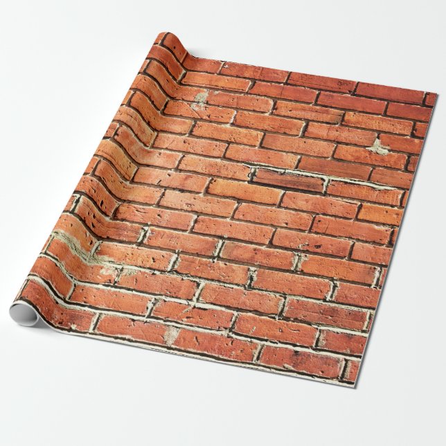 Red Orange Brick Wall High Exposure Wrapping Paper (Unrolled)