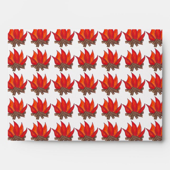 Red Orange Camping Campfire Fire Summer Camp Envelope (Front)