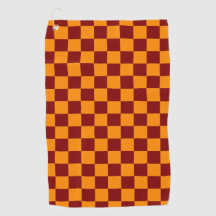 Red + Orange Check Checkered Checkerboard Pattern Golf Towel