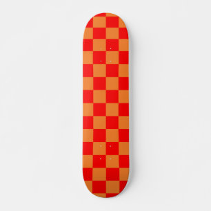 Red Orange Check Chequered Pattern  Skateboard
