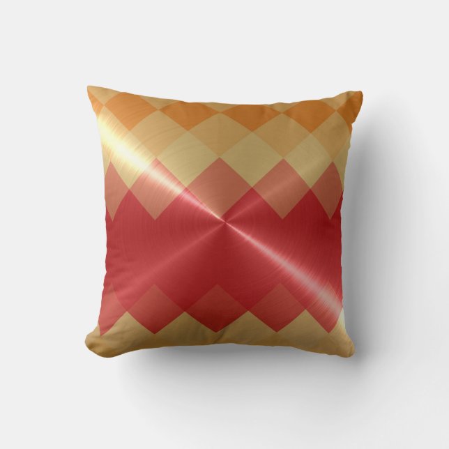 Red Orange Chevron Pattern Cushion (Front)