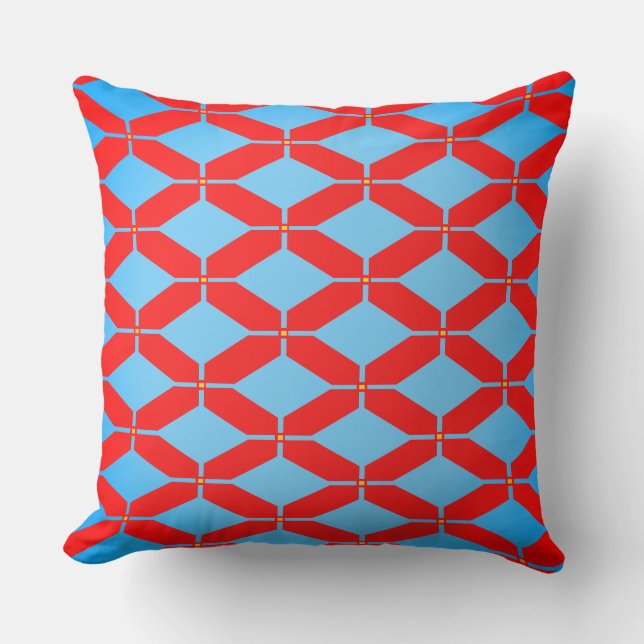 Red Orange Colour in Polygon Shapes Cushion (Front)