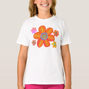 Red Orange Cool Flowers T-Shirt