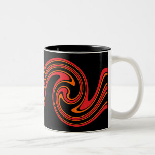 Red & Orange Curves Two-Tone Coffee Mug