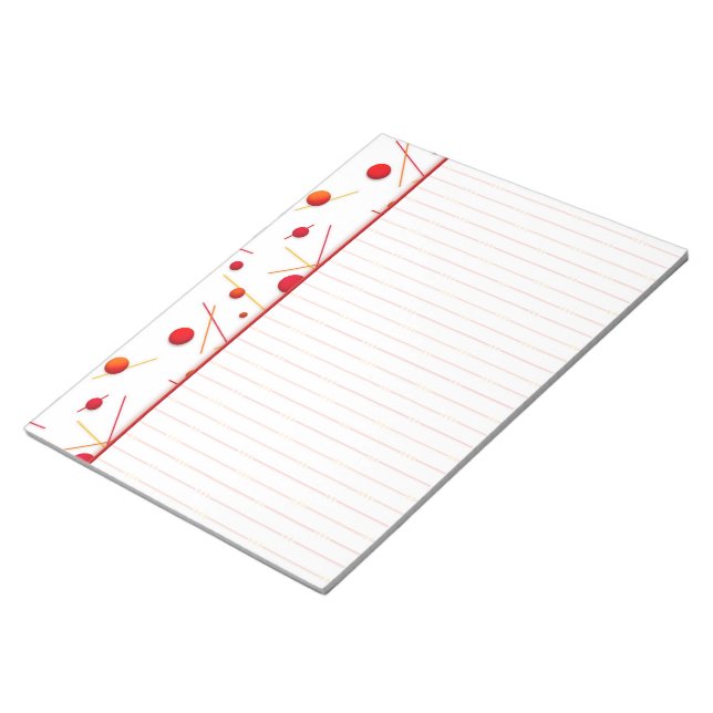 Red Orange Dots and Lines Border Notepad (Angled)