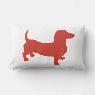 Red Orange Doxie Lumbar Cushion