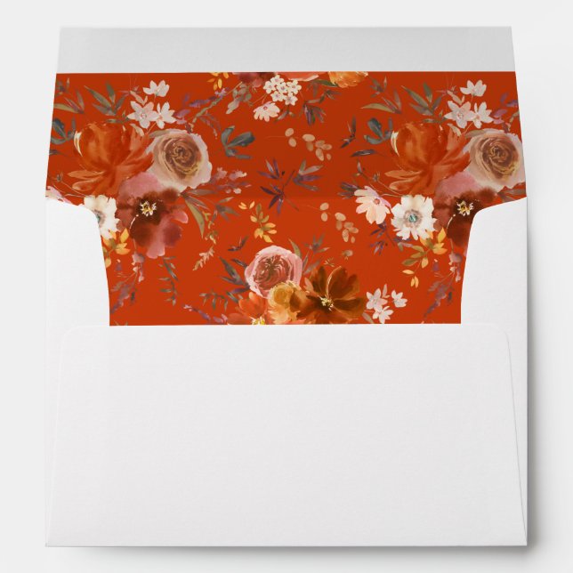 Red & Orange Fall Floral Envelope 2 - Orange (Back (Bottom))