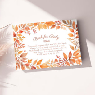 Red Orange Fall Leaves Book for Baby Shower Insert RSVP Card