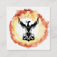 *~* Red Orange Flames Black Phoenix  Ring of Fire