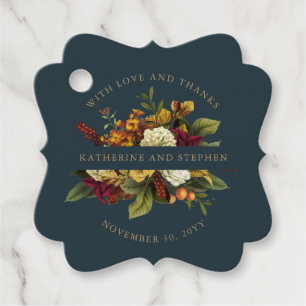 Red Orange Floral Bouquet With Love and Thanks F Favour Tags