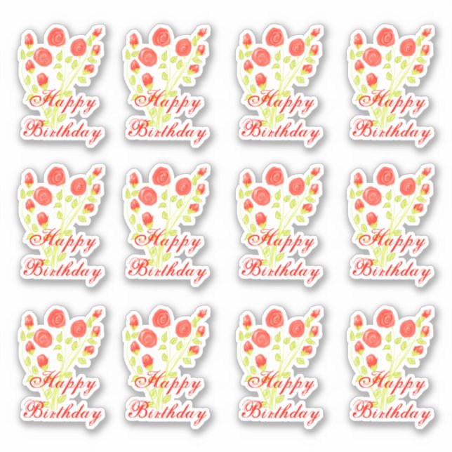 Red Orange Floral Sticky (Front)