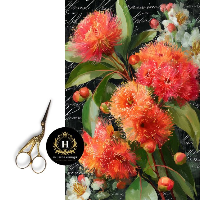 Red Orange Flowering Gumnut Decoupage Tissue Paper (Create DIY Journal Covers Bursting with Blooms)