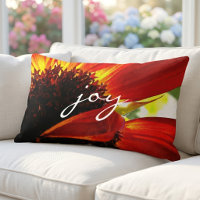 Red Orange Gerbera Daisy Photo Joy Script Modern
