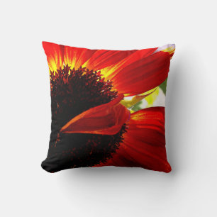 Red Orange Gerbera Daisy Photo Modern Bold Stylish Cushion