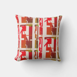 Red Orange Gold Brown Southwest Look Uneven Mosaic Cushion