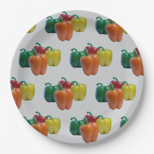 Red, Orange, Green and Yellow Colourful Bell Peppe Paper Plate
