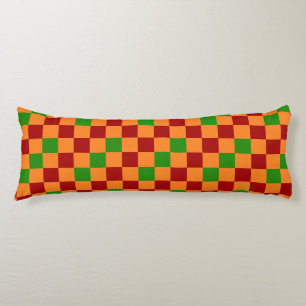 Red Orange Green Checkered Pattern Design  Body Cushion