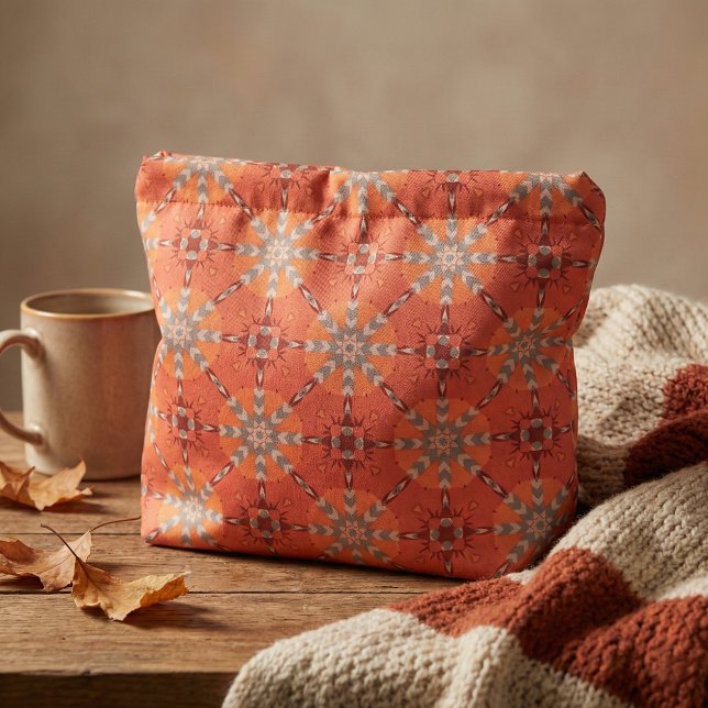 Red Orange Grey Ethnic Bohemian Folk Art Pattern Fabric (Creator Uploaded)