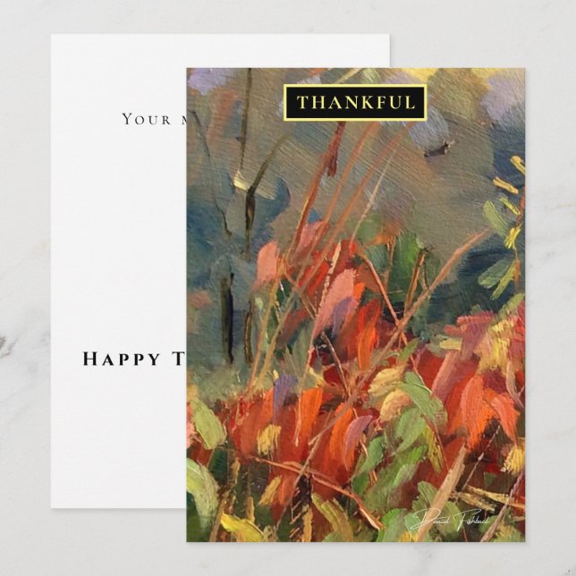 Red Orange Nature Art Holiday Card (Front/Back)