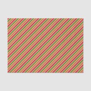 Red, Orange, Olive Green Striped Tissue Paper
