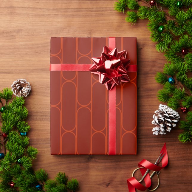 Red Orange Oval Pattern Wrapping Paper (Holiday Gift)