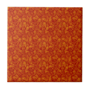 Red Orange Paisley Tile