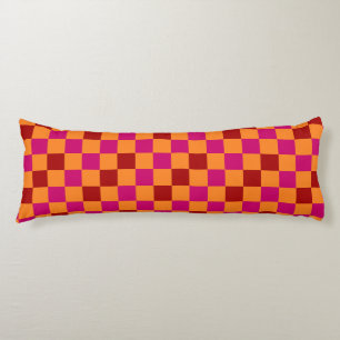Red Orange Pink Checkered Pattern Design Body Cushion