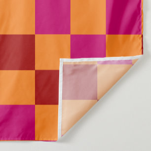 Red Orange Pink Checkered Pattern Design  Fabric