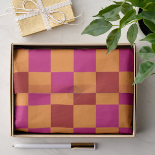 Red Orange Pink Checkered Pattern Design  Tissue Paper