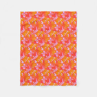 Red Orange Pink Random Rectangles Fleece Blanket