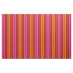 Red Orange Pink Vertical Stripes Design Fabric