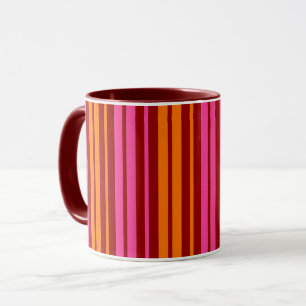 Red Orange Pink Vertical Stripes Design Mug