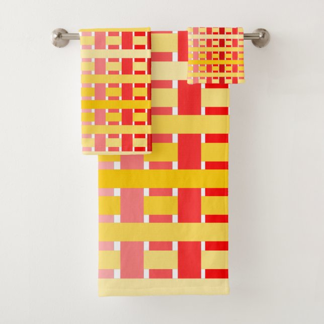 Red-Orange Plaid Bath Towel Set (Insitu)