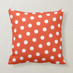 Red Orange Polka Dot Cushion