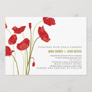 Red-Orange Poppies Wedding Invitation