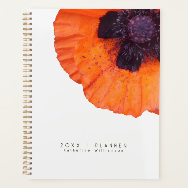 Red Orange Poppy Personalised 2026 Planner (Front)